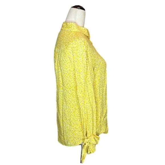 Maeve Anthropologie Size 0 Blithe Yellow Printed Button Down Blouse Top - Picture 2 of 11